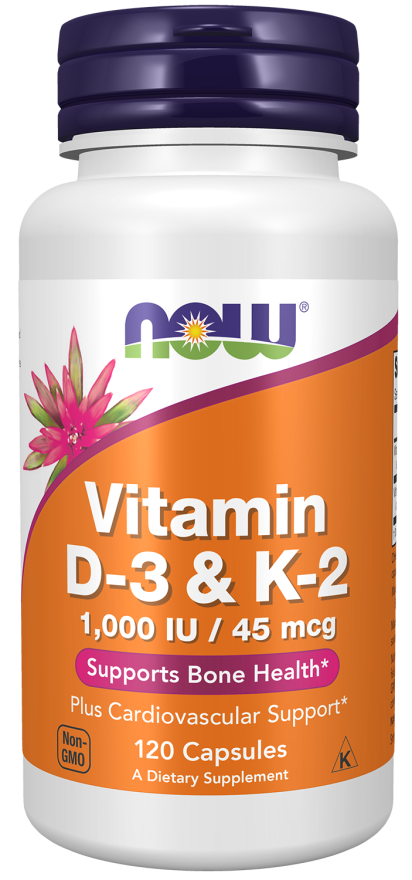 NOW Foods, Vitamin D-3 & K-2, 120 Capsules